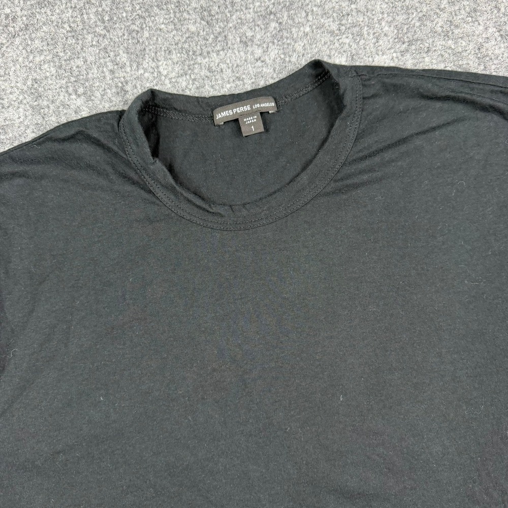 James Perse T-Shirt Mens 1 Small Black Crew Neck Short Sleeve Cotton Made Japan